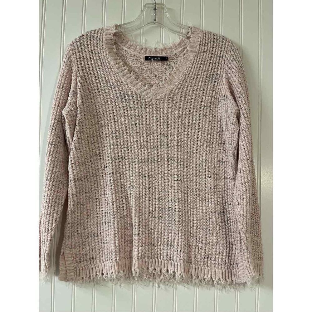 Nic + Zoe pullover sweater heathered pink and gray Medium